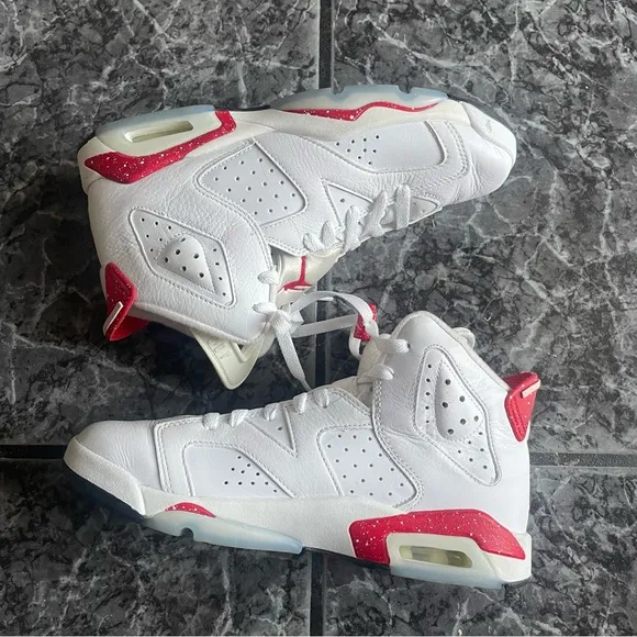 Jordan White and Red Sneakers Size 7Y
