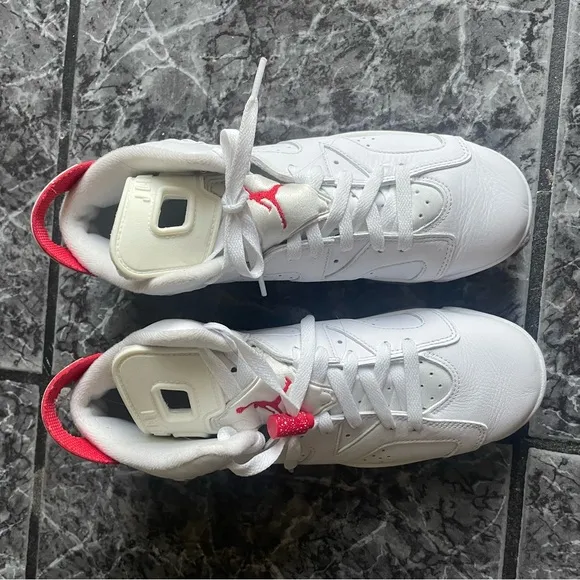 Jordan White and Red Sneakers Size 7Y