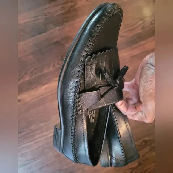 JOS A BANKS Men's black leather fringe tassels career preppy loafers shoes 12