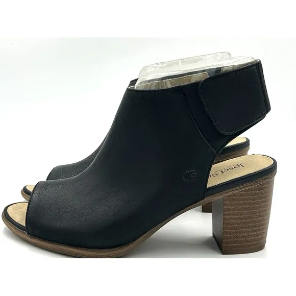 Josef Seibel Bonnie Black Leather Peep Toe Bootie Women's Size 37 US 6.5 - 7