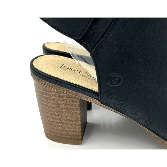Josef Seibel Bonnie Black Leather Peep Toe Bootie Women's Size 37 US 6.5 - 7