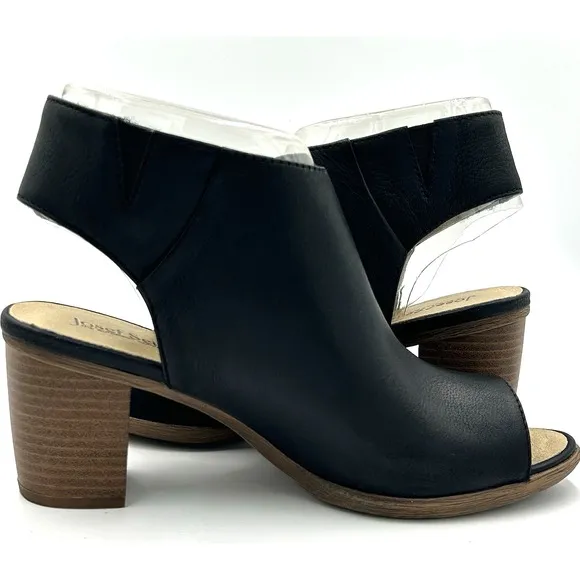 Josef Seibel Bonnie Black Leather Peep Toe Bootie Women's Size 37 US 6.5 - 7