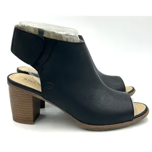 Josef Seibel Bonnie Black Leather Peep Toe Bootie Women's Size 37 US 6.5 - 7