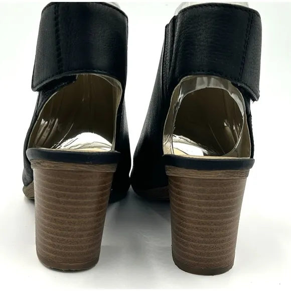 Josef Seibel Bonnie Black Leather Peep Toe Bootie Women's Size 37 US 6.5 - 7