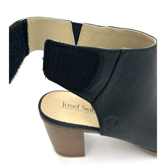 Josef Seibel Bonnie Black Leather Peep Toe Bootie Women's Size 37 US 6.5 - 7