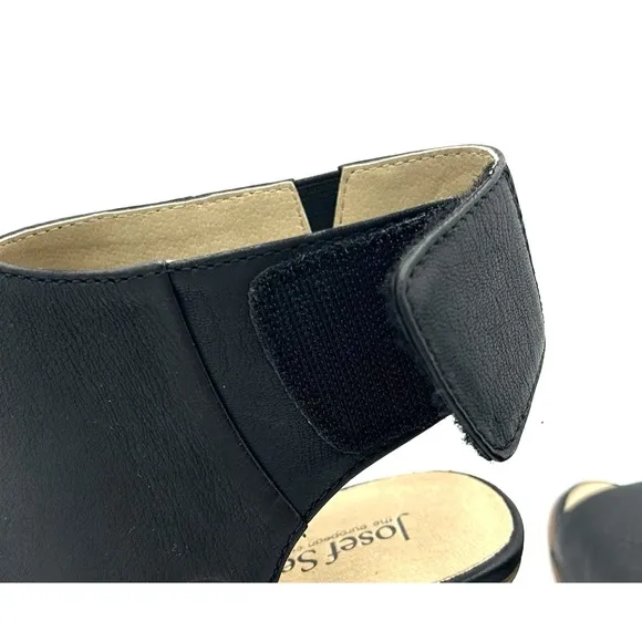 Josef Seibel Bonnie Black Leather Peep Toe Bootie Women's Size 37 US 6.5 - 7