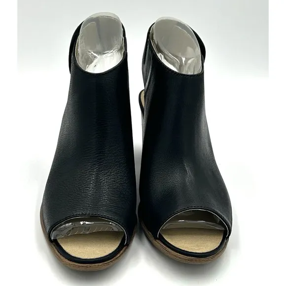 Josef Seibel Bonnie Black Leather Peep Toe Bootie Women's Size 37 US 6.5 - 7