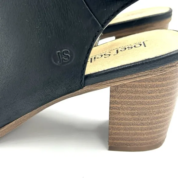 Josef Seibel Bonnie Black Leather Peep Toe Bootie Women's Size 37 US 6.5 - 7