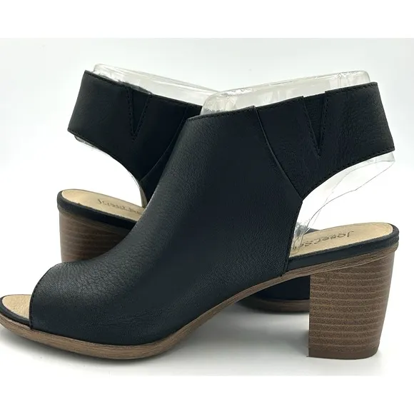 Josef Seibel Bonnie Black Leather Peep Toe Bootie Women's Size 37 US 6.5 - 7