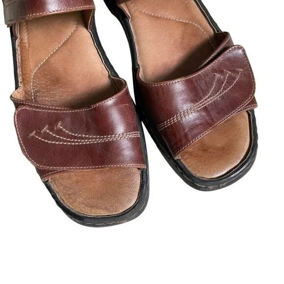 JOSEF SEIBEL Brown Leather Velcro Sandals 42