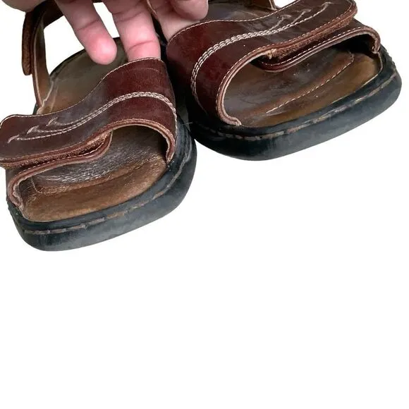 JOSEF SEIBEL Brown Leather Velcro Sandals 42
