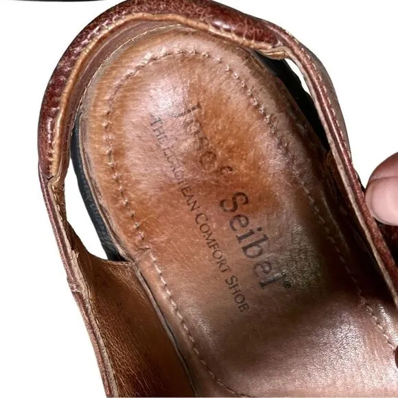 JOSEF SEIBEL Brown Leather Velcro Sandals 42