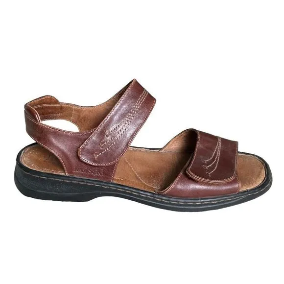 JOSEF SEIBEL Brown Leather Velcro Sandals 42