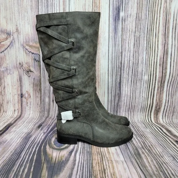 JOURNEE Carly Rustic Black Wide Calf Vegan Tall Riding Boots