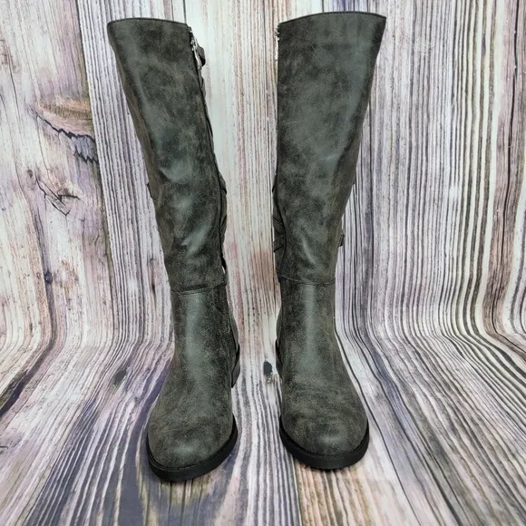 JOURNEE Carly Rustic Black Wide Calf Vegan Tall Riding Boots