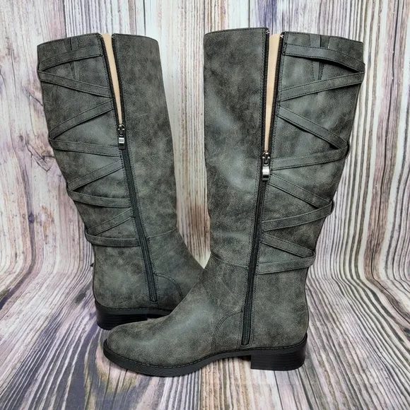 JOURNEE Carly Rustic Black Wide Calf Vegan Tall Riding Boots
