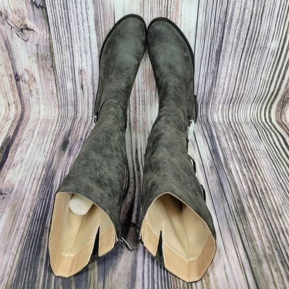 JOURNEE Carly Rustic Black Wide Calf Vegan Tall Riding Boots