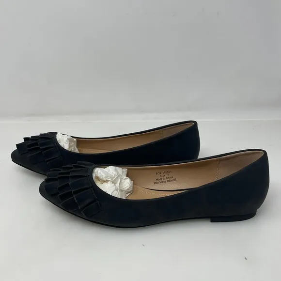 Journee Collection Judy Ruffled Pointed Toe Flats in Black Size 8‎ M New in Box