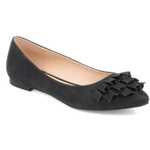 Journee Collection Judy Ruffled Pointed Toe Flats in Black Size 8‎ M New in Box