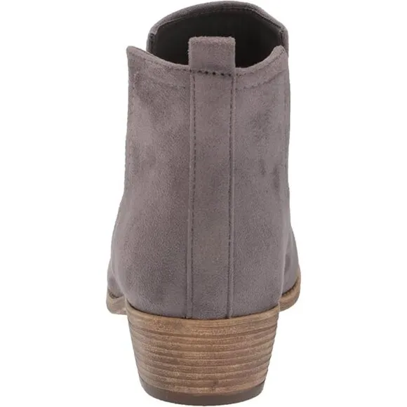 Journee Collection Womens Rimi Faux Suede Stacked Heel Ankle Boots Gray Size 8.5