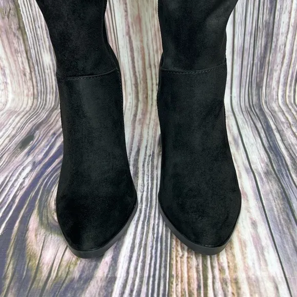 Journee Kyllie Black Suede Wide Calf Knee High Boots New Size 7.5