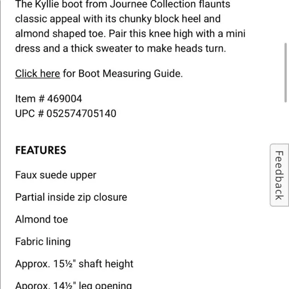 Journee Kyllie Black Suede Wide Calf Knee High Boots New Size 7.5