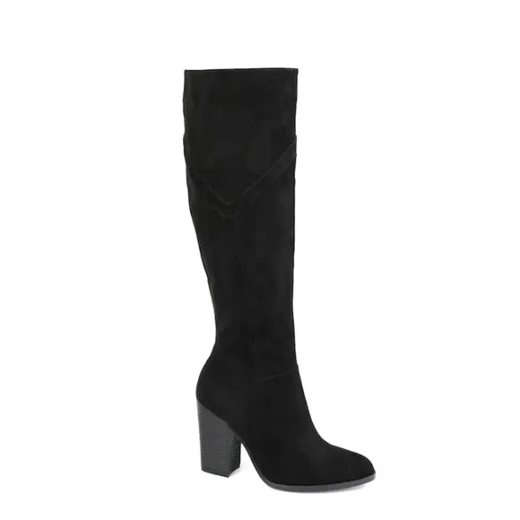 Journee Kyllie Black Suede Wide Calf Knee High Boots New Size 7.5