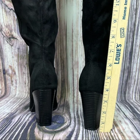 Journee Kyllie Black Suede Wide Calf Knee High Boots New Size 7.5