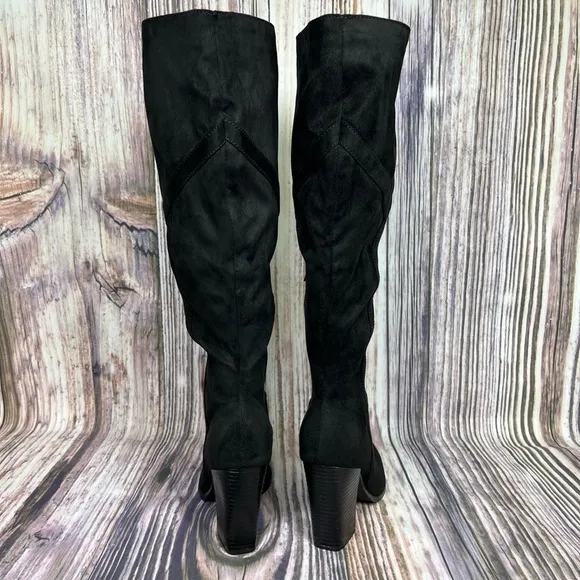 Journee Kyllie Black Suede Wide Calf Knee High Boots New Size 7.5