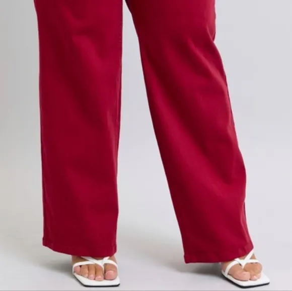 Judy Blue Heart Pocket High-Rise Waist Straight Leg Slim Jeans Red Denim Pants