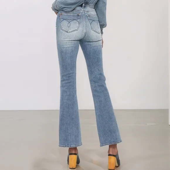Judy Blue Tummy Control High-Rise Jeans Bootcut Embroidered Pocket Denim Pants