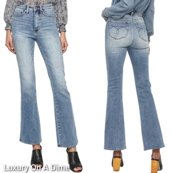 Judy Blue Tummy Control High-Rise Jeans Bootcut Embroidered Pocket Denim Pants