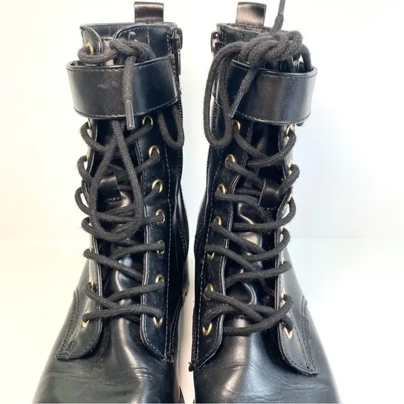 Juicy Couture‎ Combat Boots Oodles Black Faux Leather Lace Up Grunge Y2K