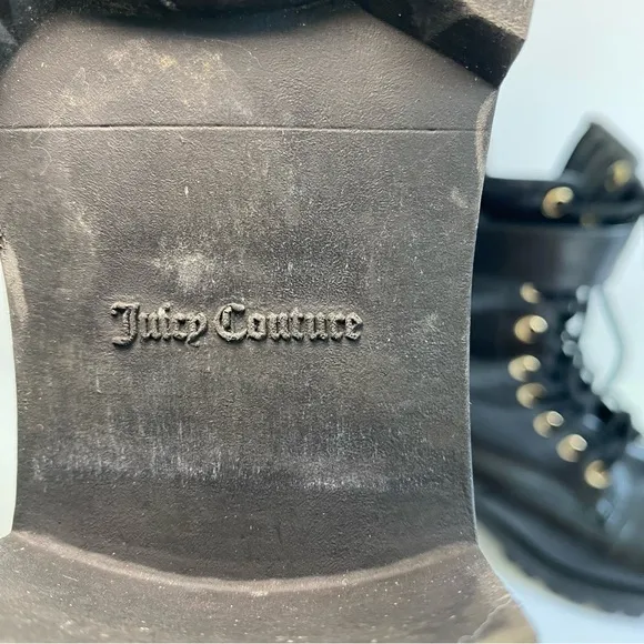 Juicy Couture‎ Combat Boots Oodles Black Faux Leather Lace Up Grunge Y2K