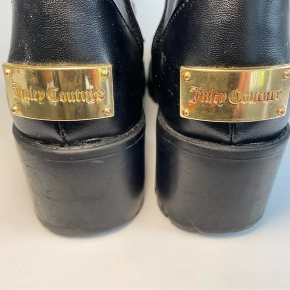 Juicy Couture‎ Combat Boots Oodles Black Faux Leather Lace Up Grunge Y2K
