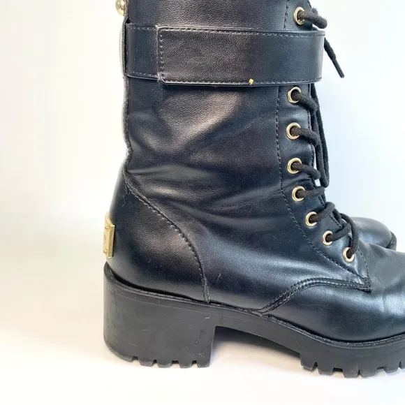 Juicy Couture‎ Combat Boots Oodles Black Faux Leather Lace Up Grunge Y2K