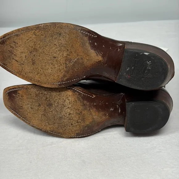 Justin Boots Brown Western Cowboy Boots with Intricate Stitching Dressy 9.5 D