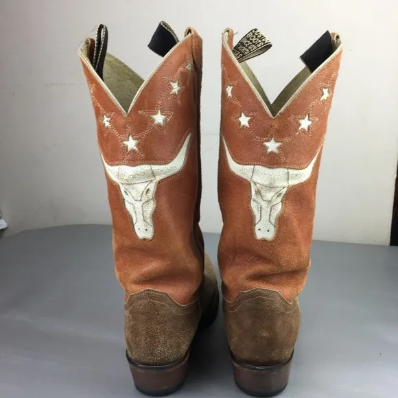 Justin Boots suede bull skull cowboy boots