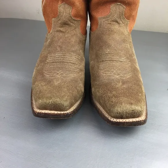 Justin Boots suede bull skull cowboy boots
