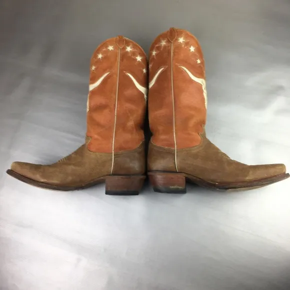 Justin Boots suede bull skull cowboy boots