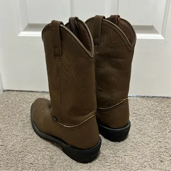 Justin Brown Leather Cowboy Boots - Extra Wide