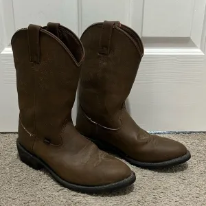 Justin Brown Leather Cowboy Boots - Extra Wide