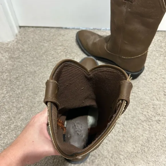 Justin Brown Leather Cowboy Boots - Extra Wide