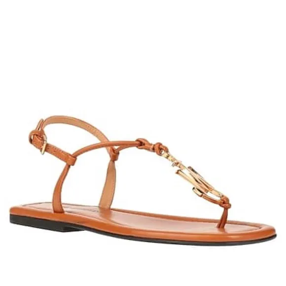JW Anderson calfskin leather thong sandals with gold JW hardware. NWT/6.5.