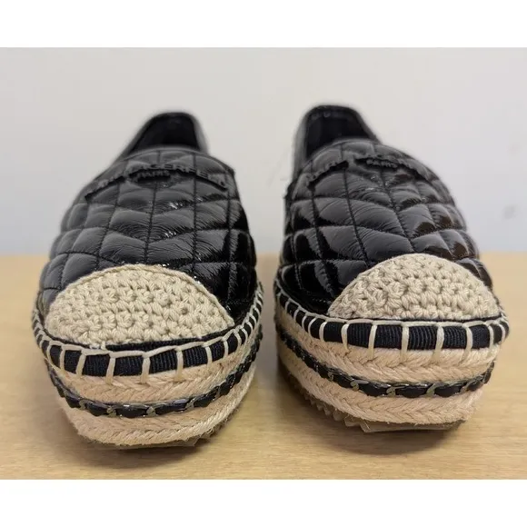 KARL LAGERFELD PARIS Desta Slip-On Espadrille Platform Flats Edgy Black 8