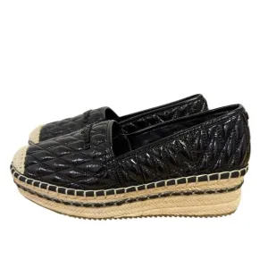 KARL LAGERFELD PARIS Desta Slip-On Espadrille Platform Flats Edgy Black 8