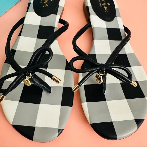 Kate Spade Black and White Checkered Women's Sandals