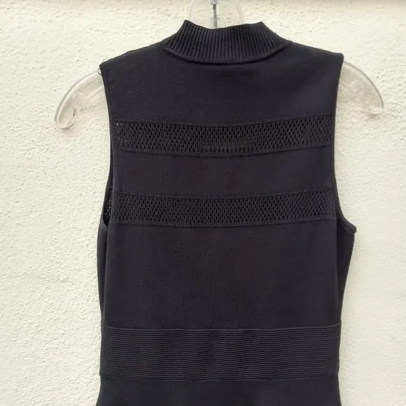 Kate Spade Black Knit Mesh Stripe Dress Size XS Quiet Luxury Old Money Ladylike