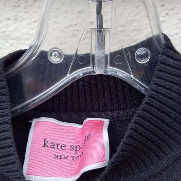 Kate Spade Black Knit Mesh Stripe Dress Size XS Quiet Luxury Old Money Ladylike
