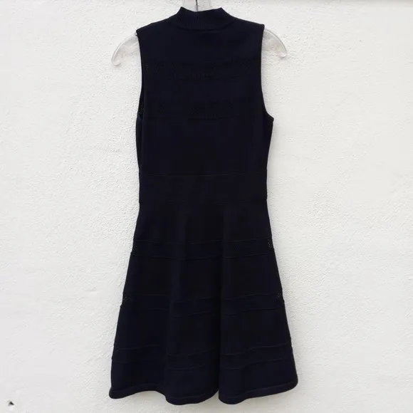 Kate Spade Black Knit Mesh Stripe Dress Size XS Quiet Luxury Old Money Ladylike